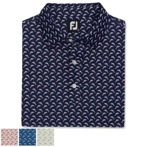 Footjoy Lisle Leaping Dolphins Print Self Collar XL Ink / Dusk Blue (29568)