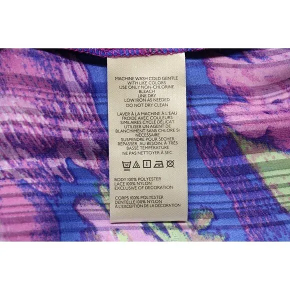 Free People Women's Ultra Violet Combo Spring Fling Lace Trim Mini Dress Sz S