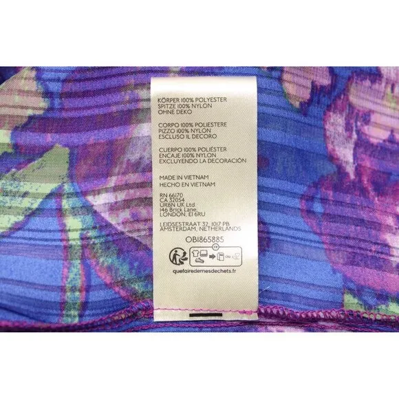 Free People Women's Ultra Violet Combo Spring Fling Lace Trim Mini Dress Sz S