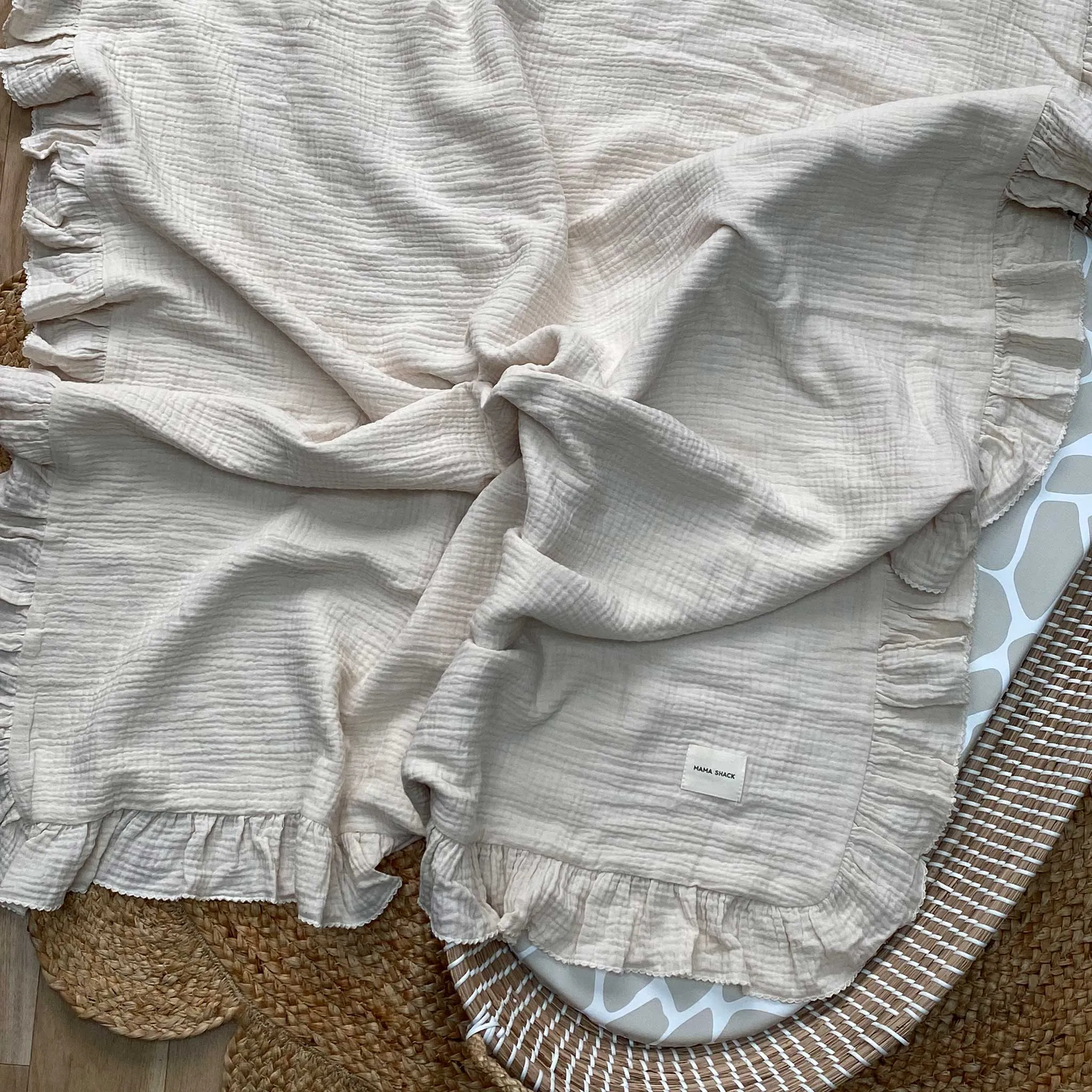 Frill Muslin Blanket - Oat