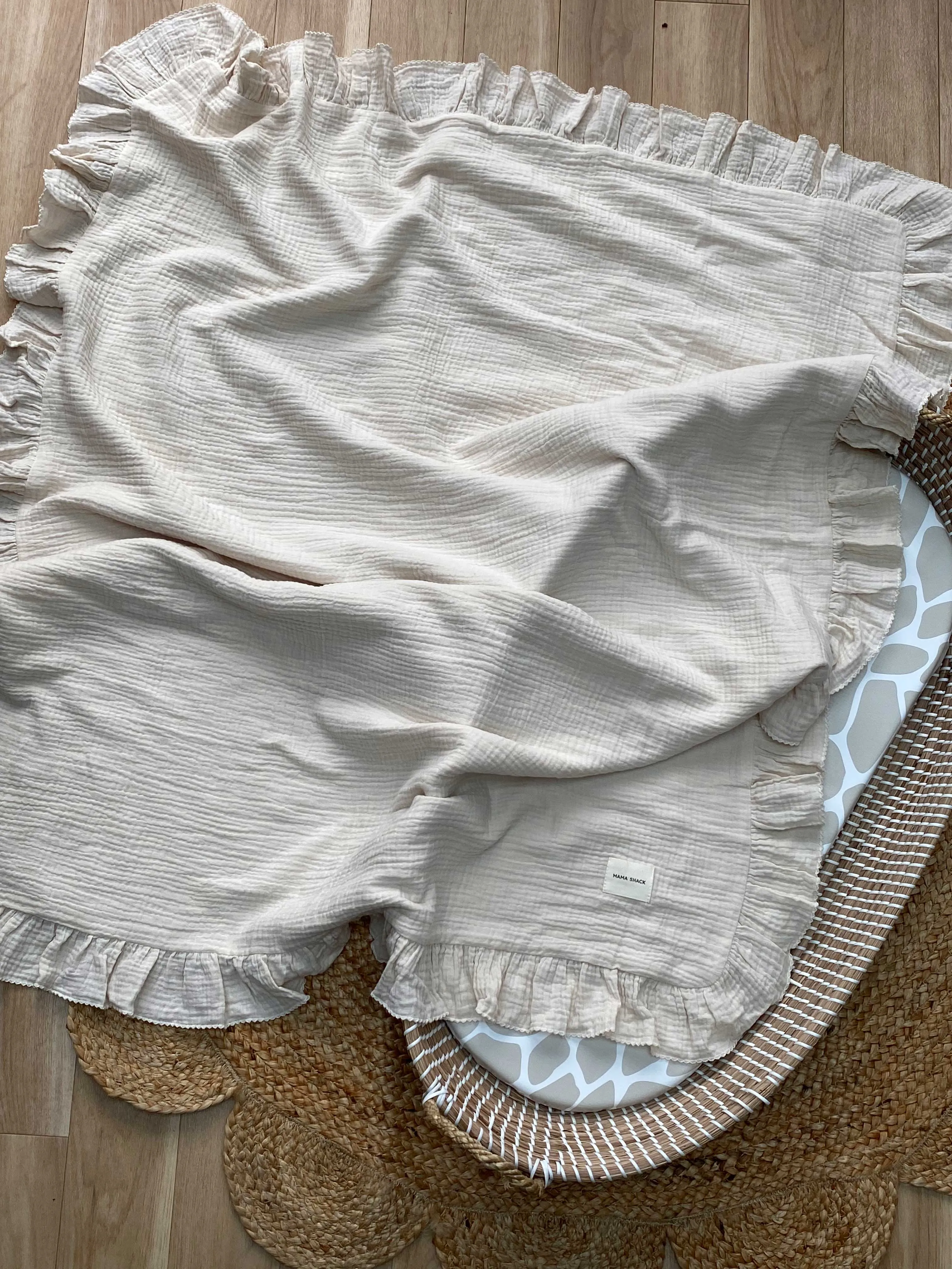 Frill Muslin Blanket - Oat