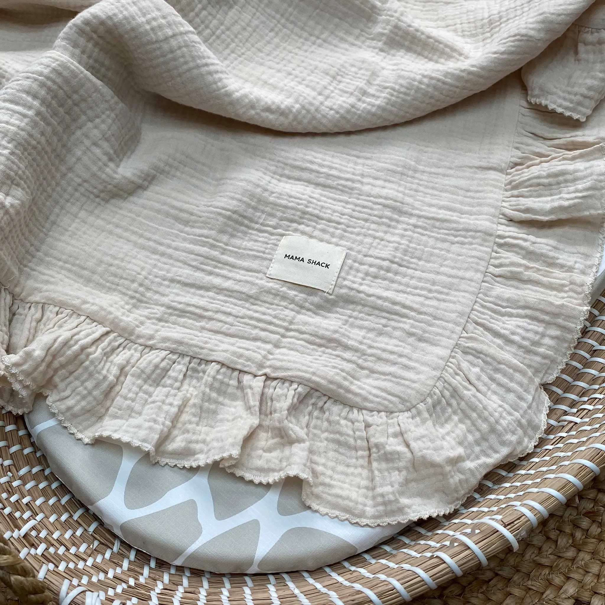 Frill Muslin Blanket - Oat