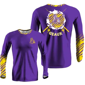 GEAUX Long Sleeve Adult Purple Tiger Performance Dri-fit (LS15)