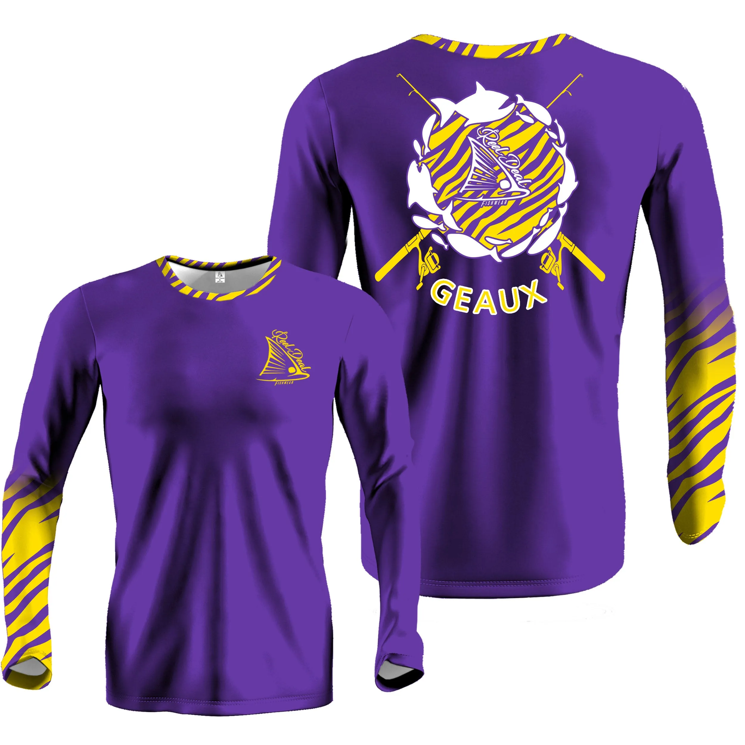 GEAUX Long Sleeve Adult Purple Tiger Performance Dri-fit (LS15)