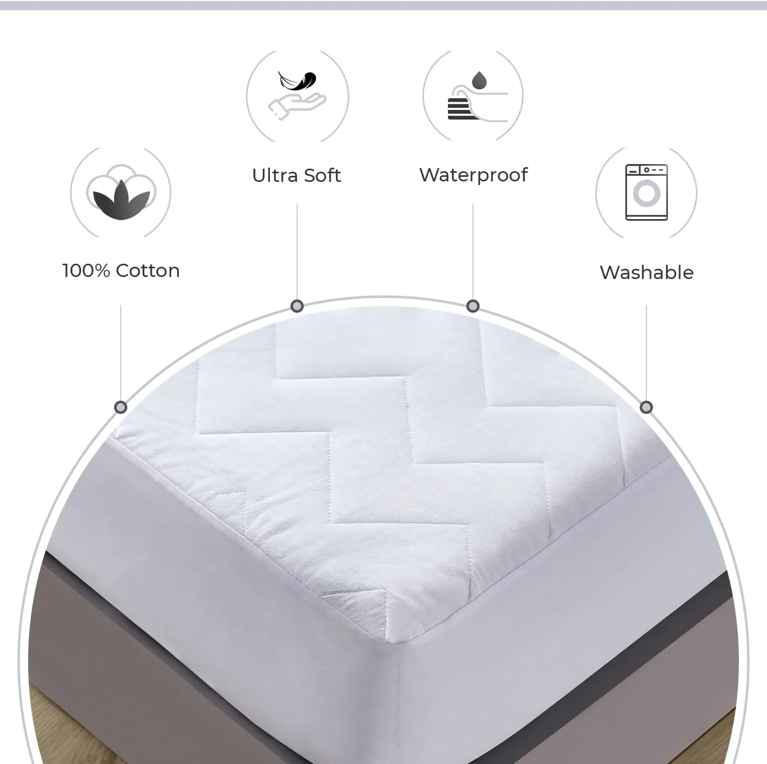 Gioia Casa 100% Ultra-Soft Cotton Quilted Anti-Microbial Mattress Cover Protector - King Single Size