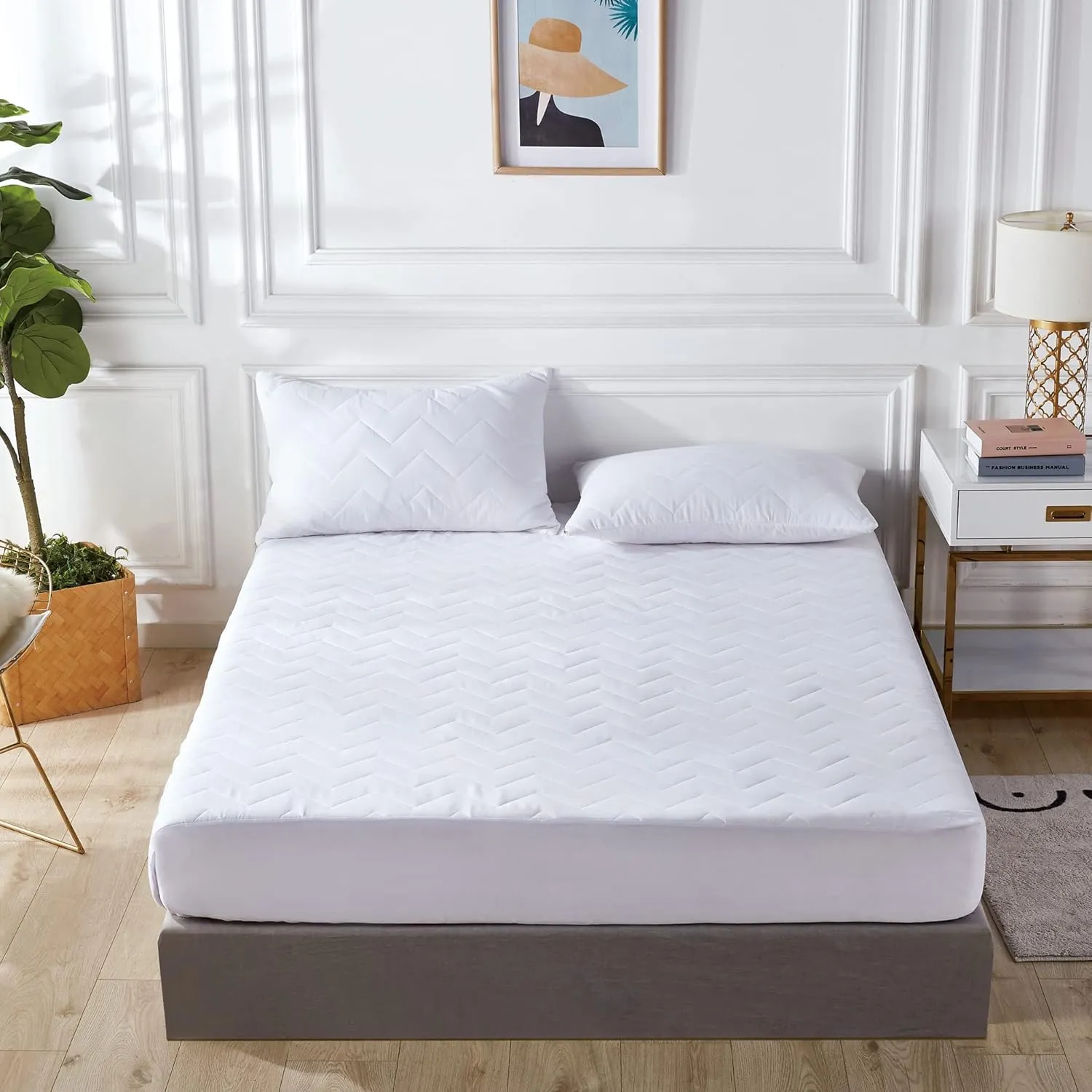Gioia Casa 100% Ultra-Soft Cotton Quilted Anti-Microbial Mattress Cover Protector - King Single Size