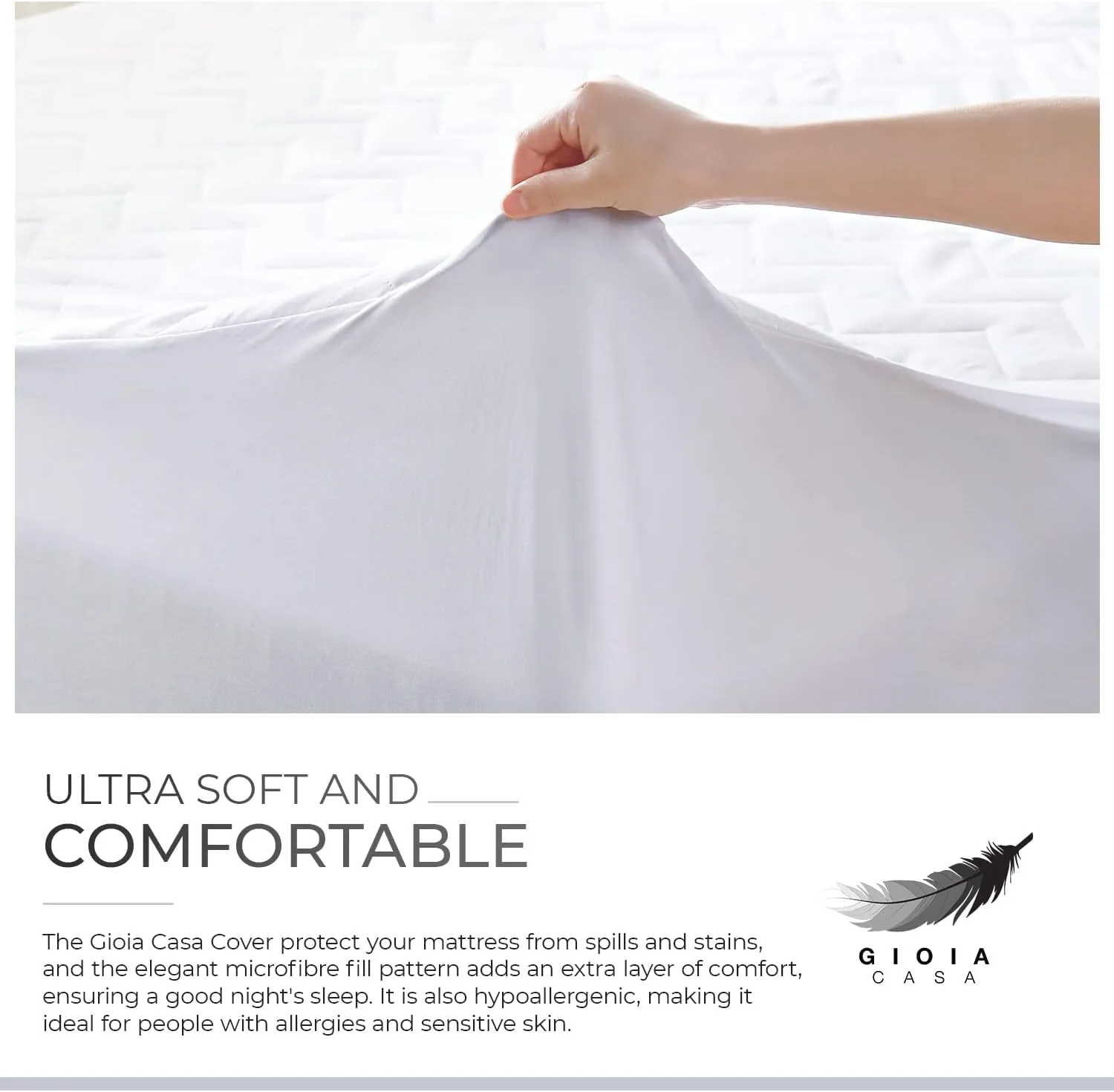 Gioia Casa 100% Ultra-Soft Cotton Quilted Anti-Microbial Mattress Cover Protector - King Single Size