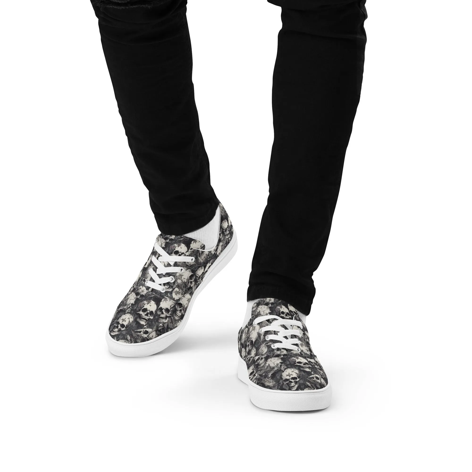 Gothic Skulls Men’s lace-up canvas shoes