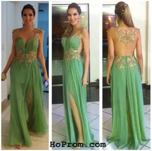 Green V-Neck Prom Dresses Prom Dress Evening Dresses