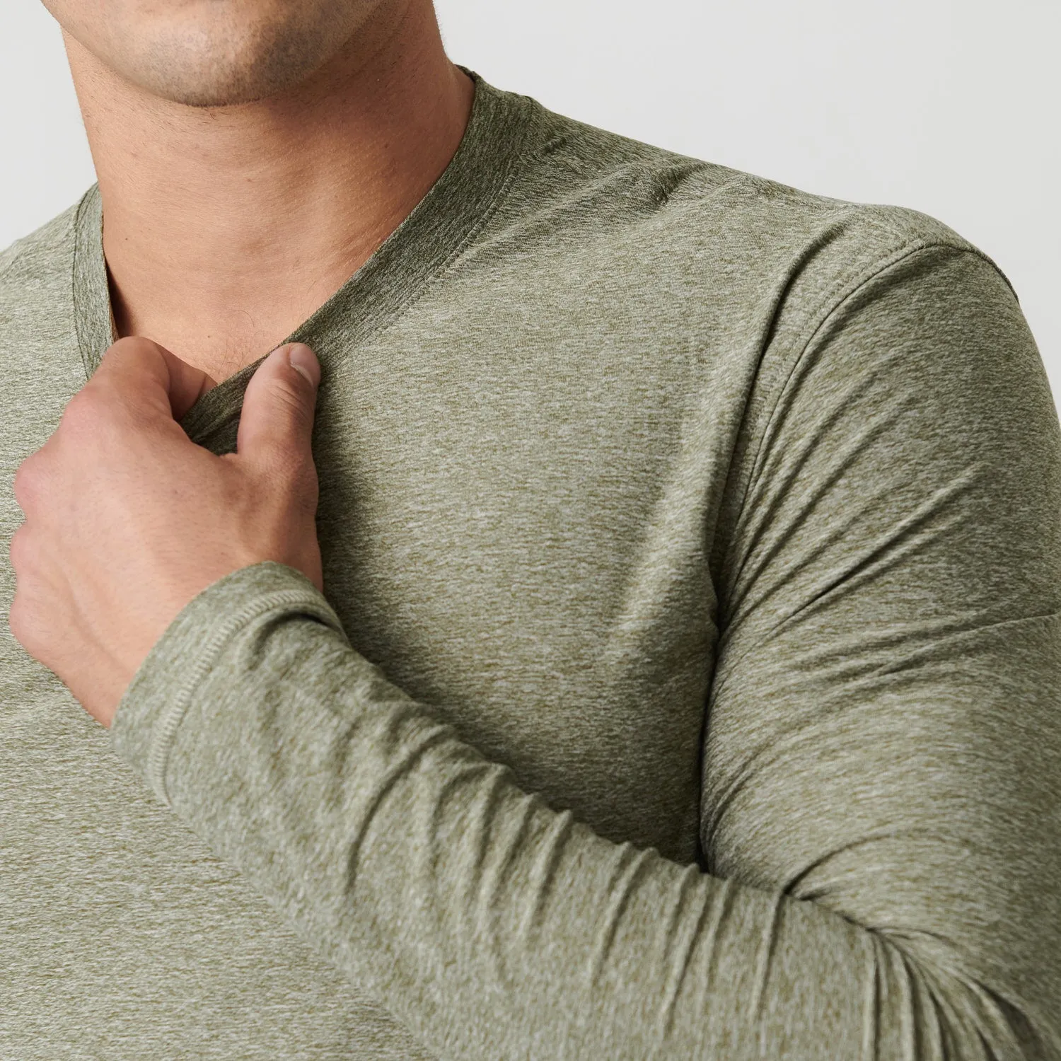 Heather Military Green Active Long Sleeve Crew T-Shirt