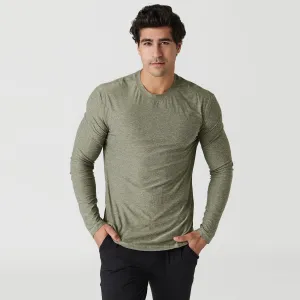 Heather Military Green Active Long Sleeve Crew T-Shirt