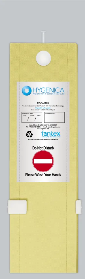 Hygenica - Anti-microbial Treated Fantex® IPC Disposable Shower Curtain - small (2400mm x 2000mm), multiple hook options
