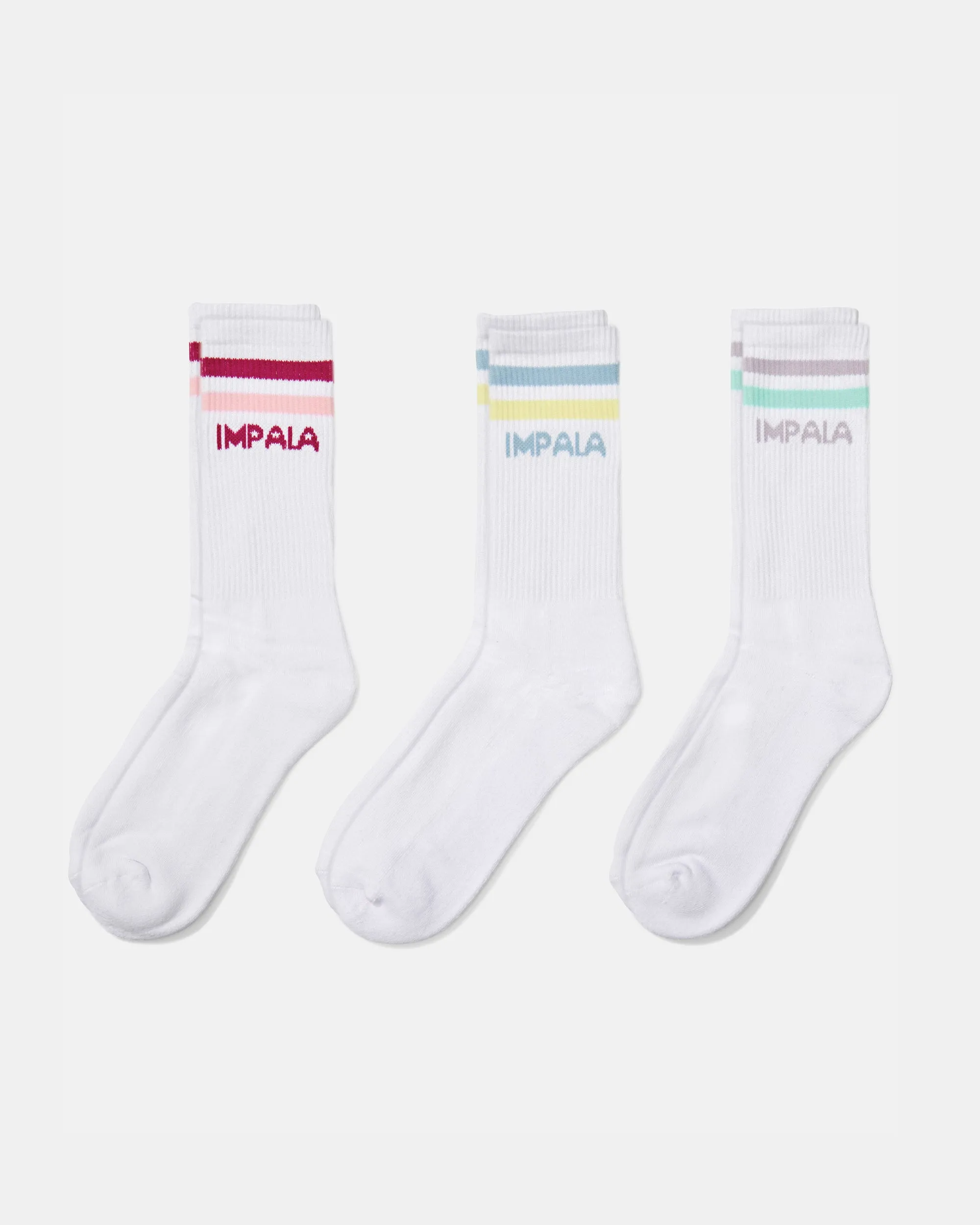 Impala Stripe Socks 3 Pack - Pastel