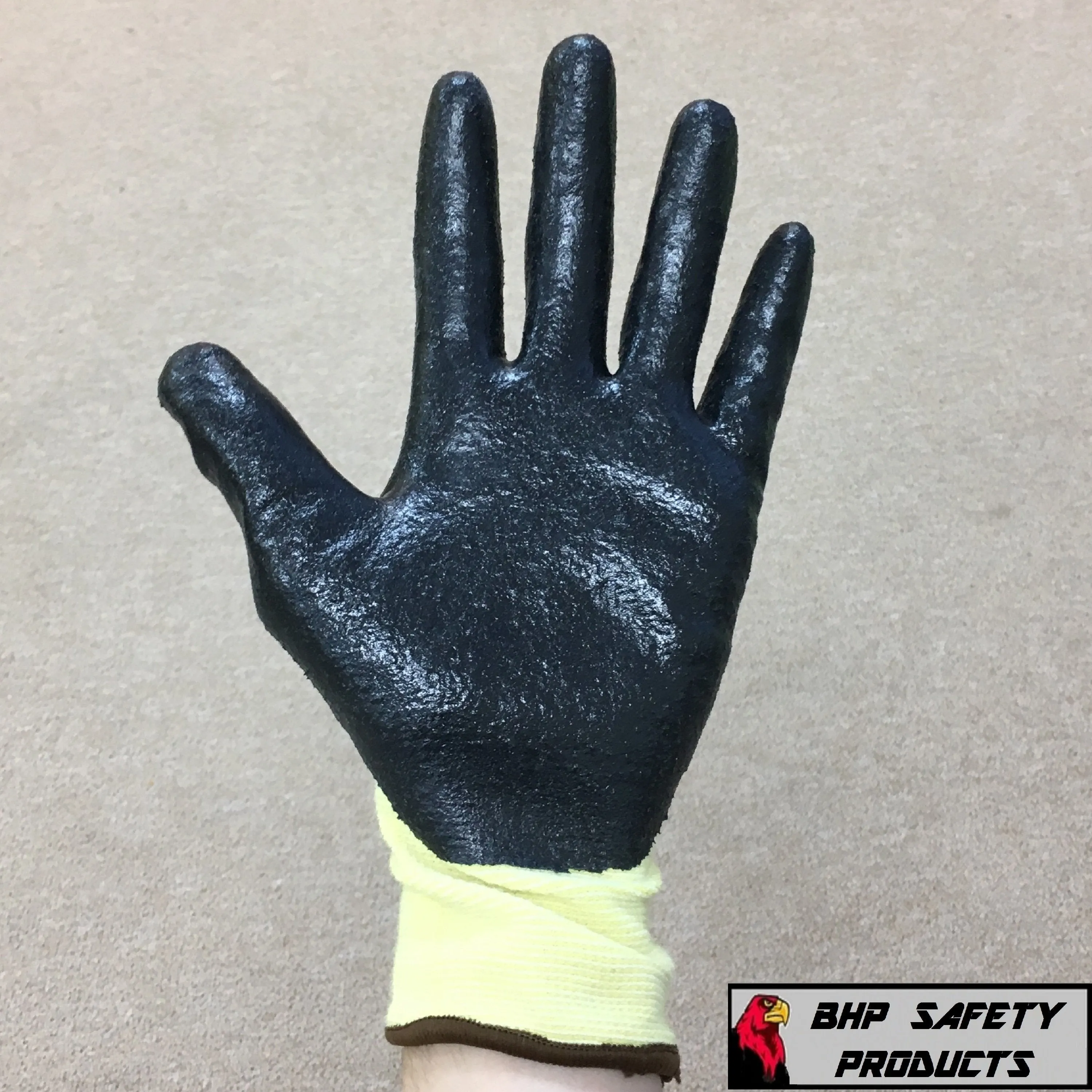 K-Grip ANSI A2 Cut Resistant Nitrile Coated Gloves with Yellow Aramid Shell