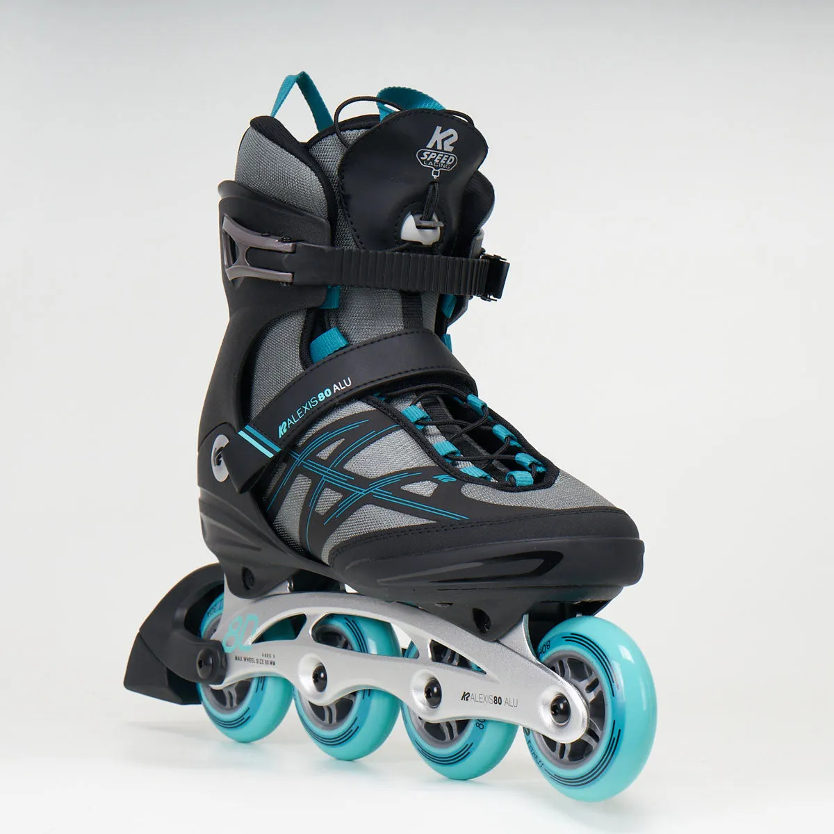 K2 Alexis 80 ALU Woman's Inline Skates - Grey / Cyan