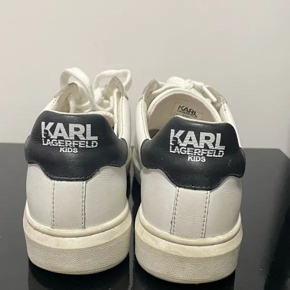 KARL LAGERFELD KIDSLEATHER LACE-UP TRAINERS