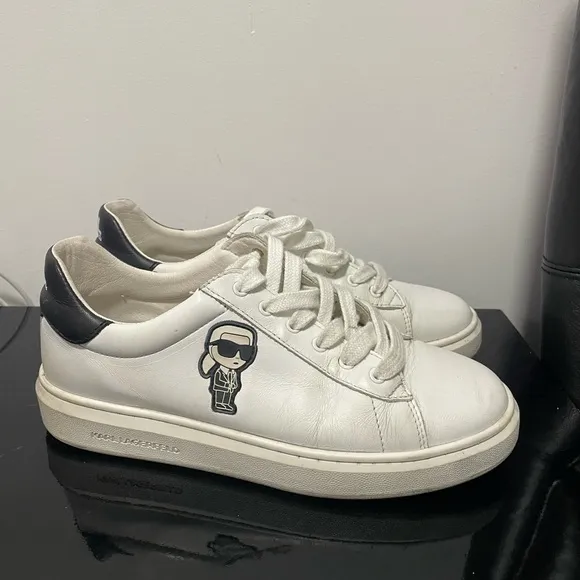 KARL LAGERFELD KIDSLEATHER LACE-UP TRAINERS