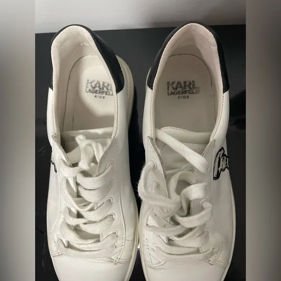KARL LAGERFELD KIDSLEATHER LACE-UP TRAINERS