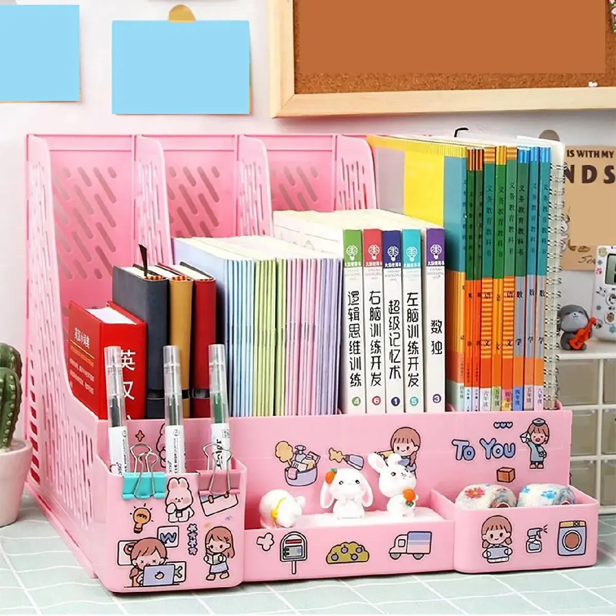 Kawaii Multi-Color Desktop File Organizer 🌈📂✨