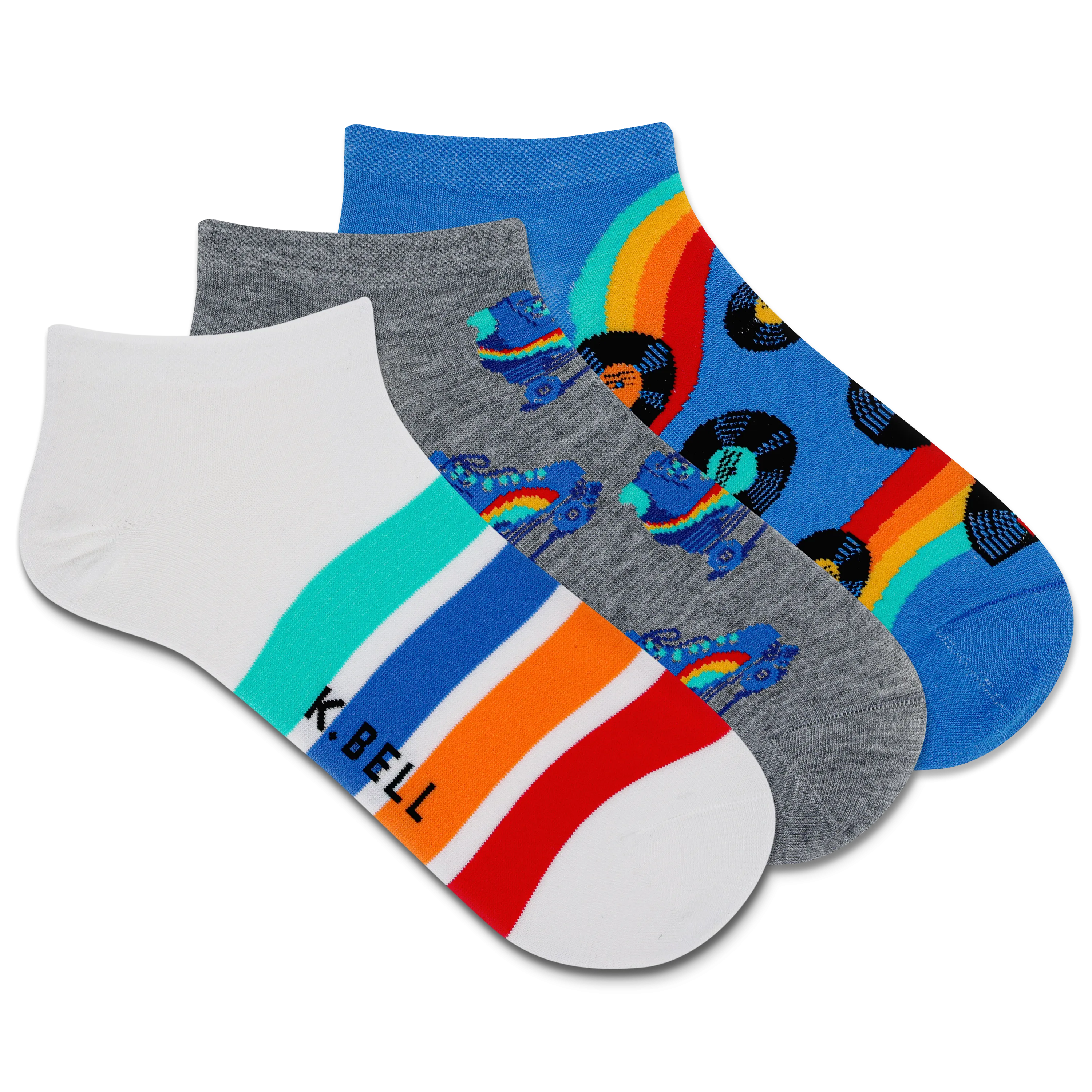 K.Bell Women's Roller Skate Low Cut Sock 3 Pack