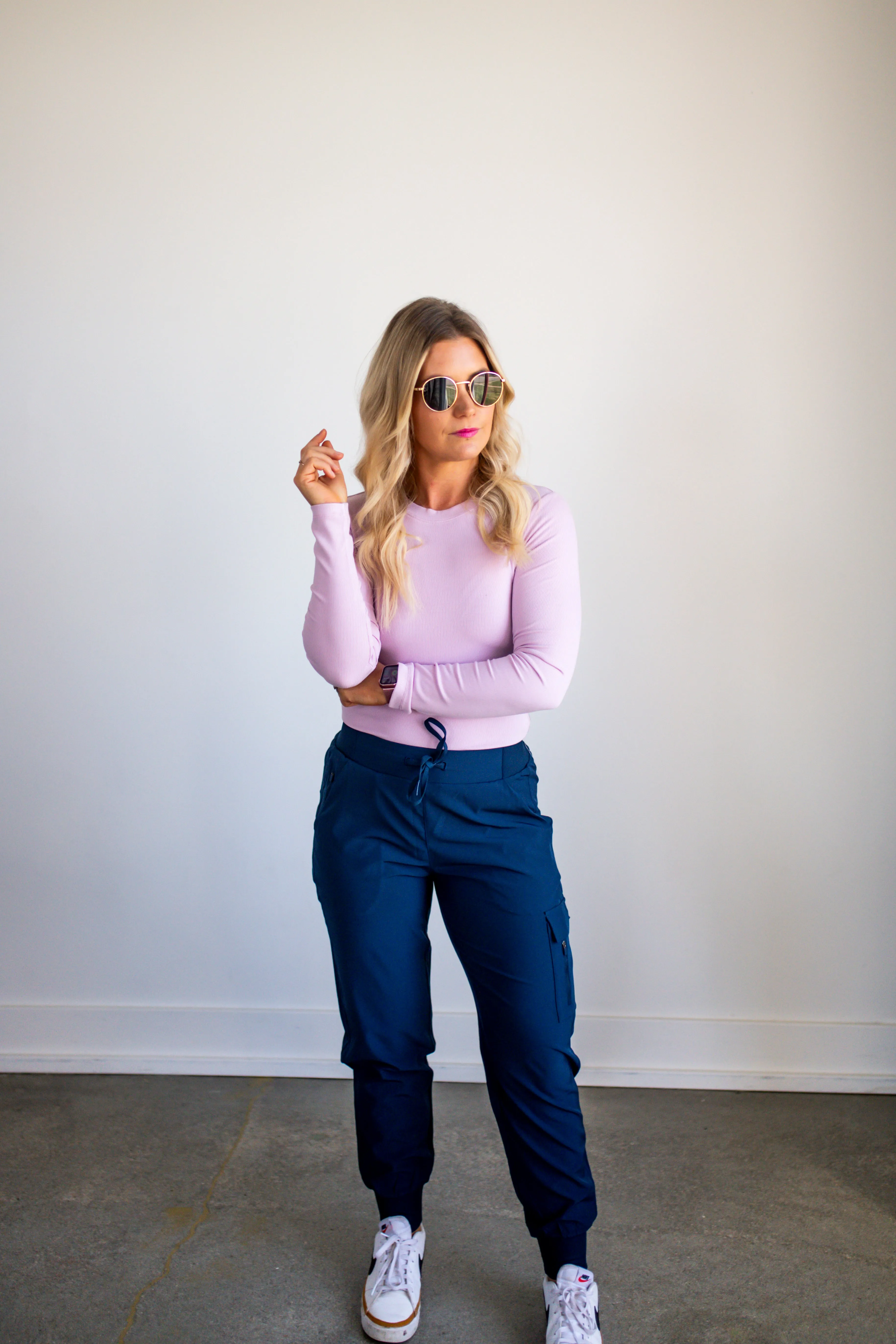 Lilac Long-Sleeved Micro-Ribbed Top