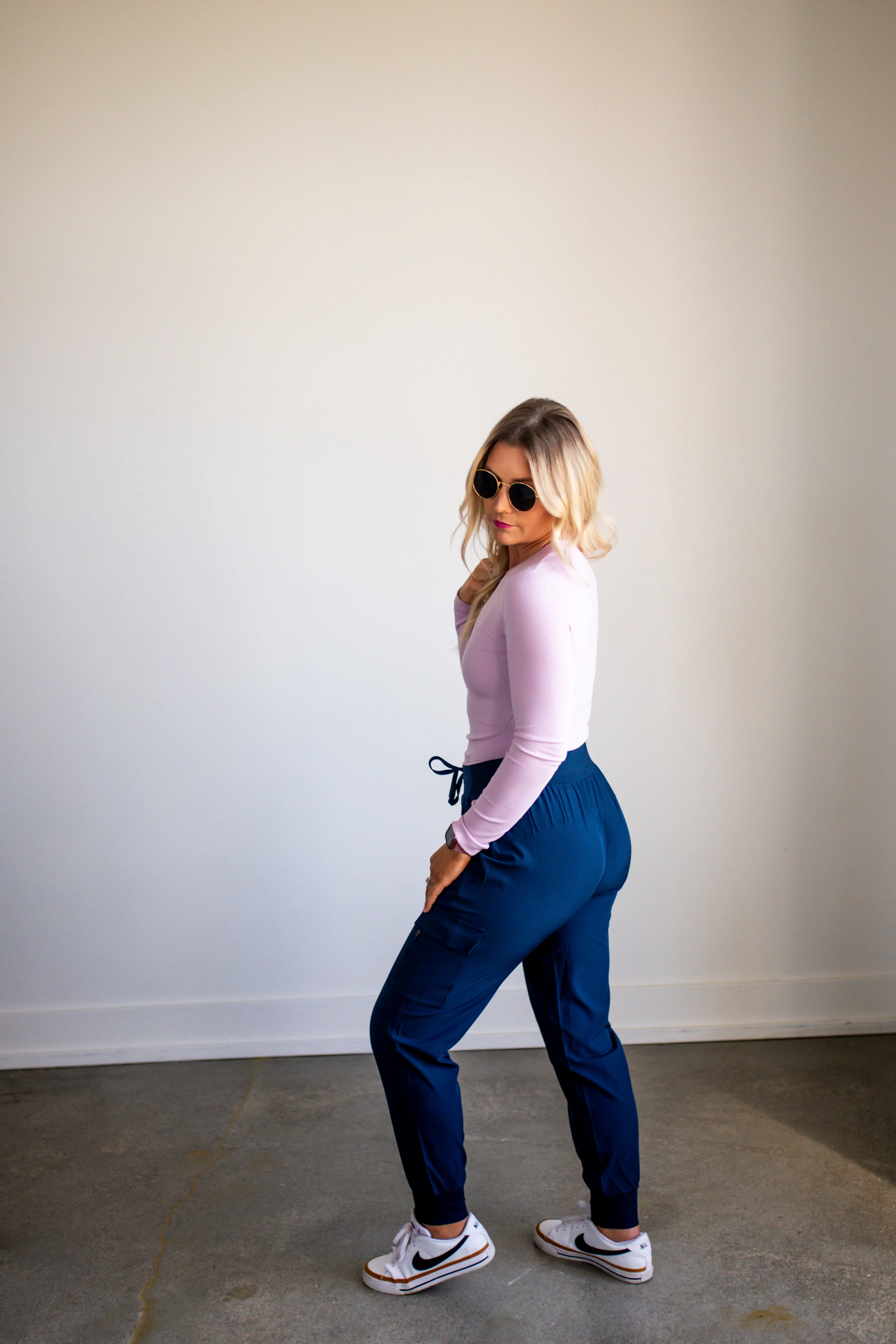Lilac Long-Sleeved Micro-Ribbed Top