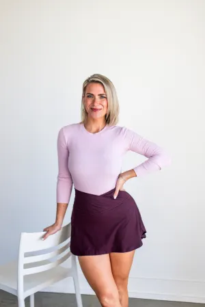 Lilac Long-Sleeved Micro-Ribbed Top