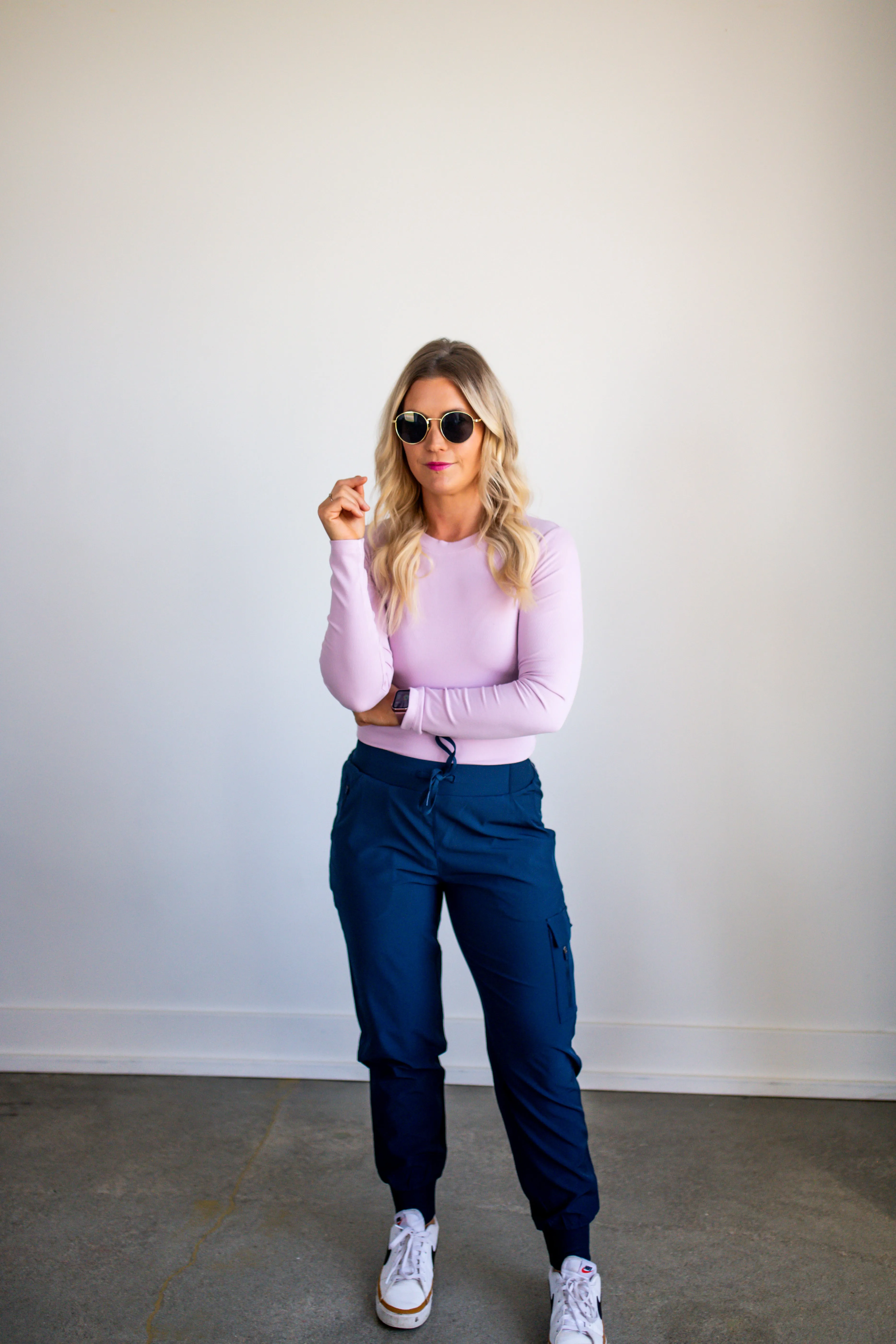 Lilac Long-Sleeved Micro-Ribbed Top