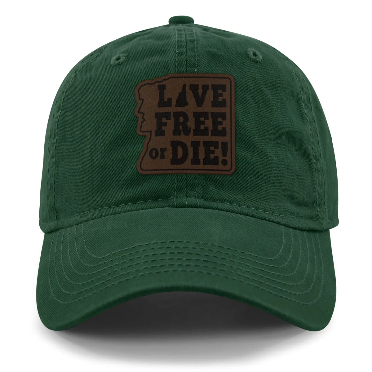 Live Free or Die Leather Patch Dad Hat