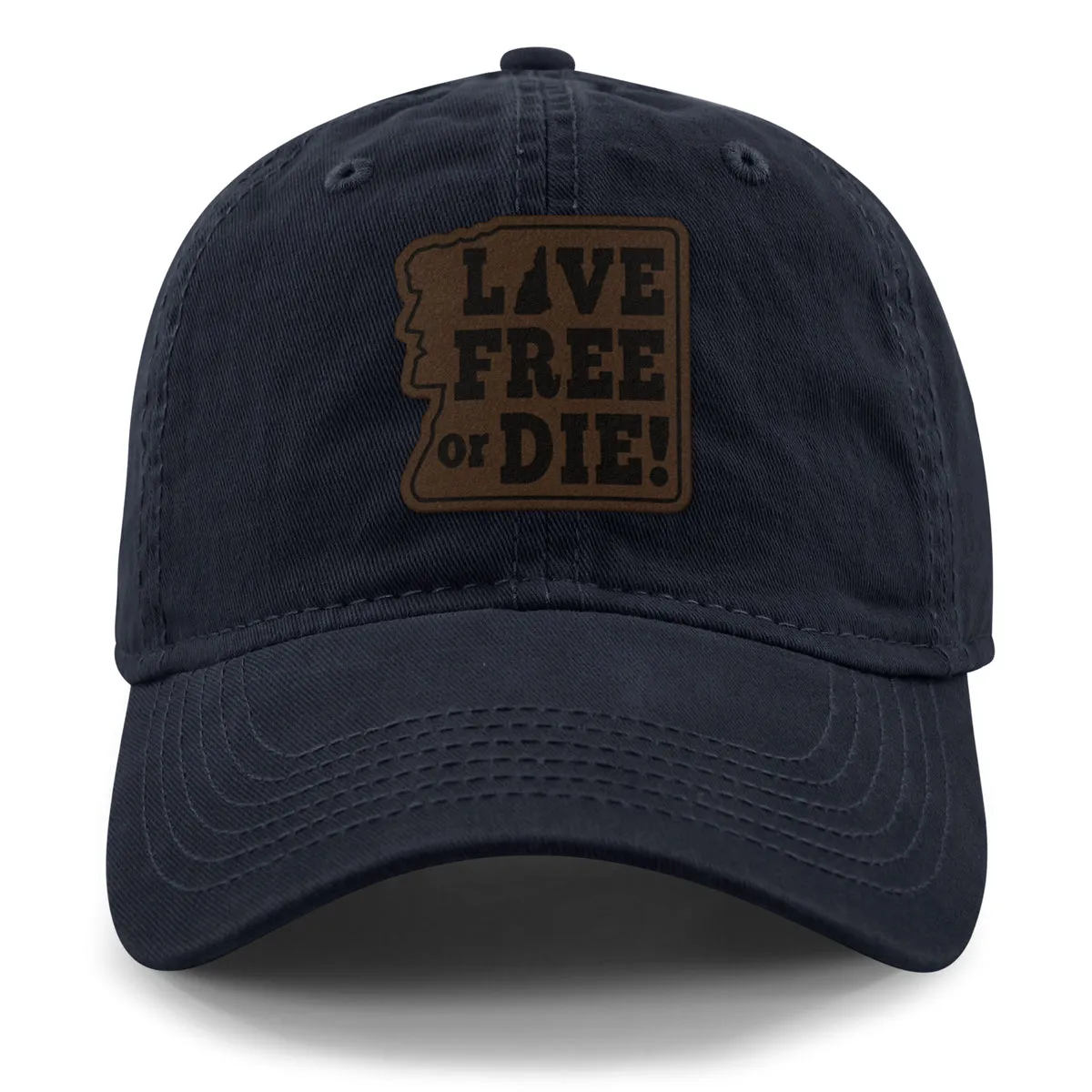 Live Free or Die Leather Patch Dad Hat