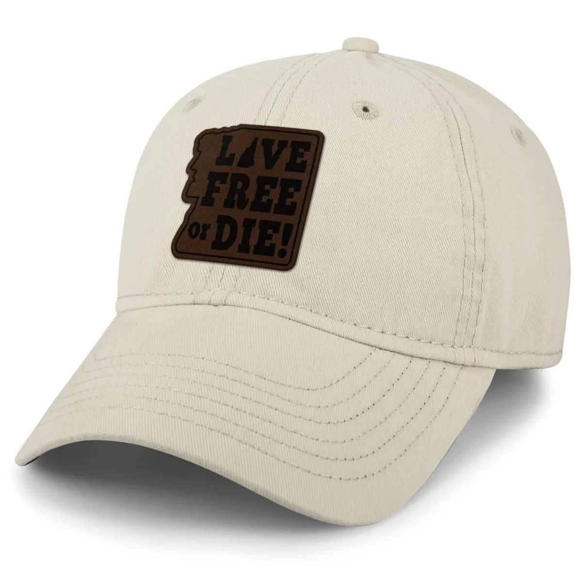 Live Free or Die Leather Patch Dad Hat
