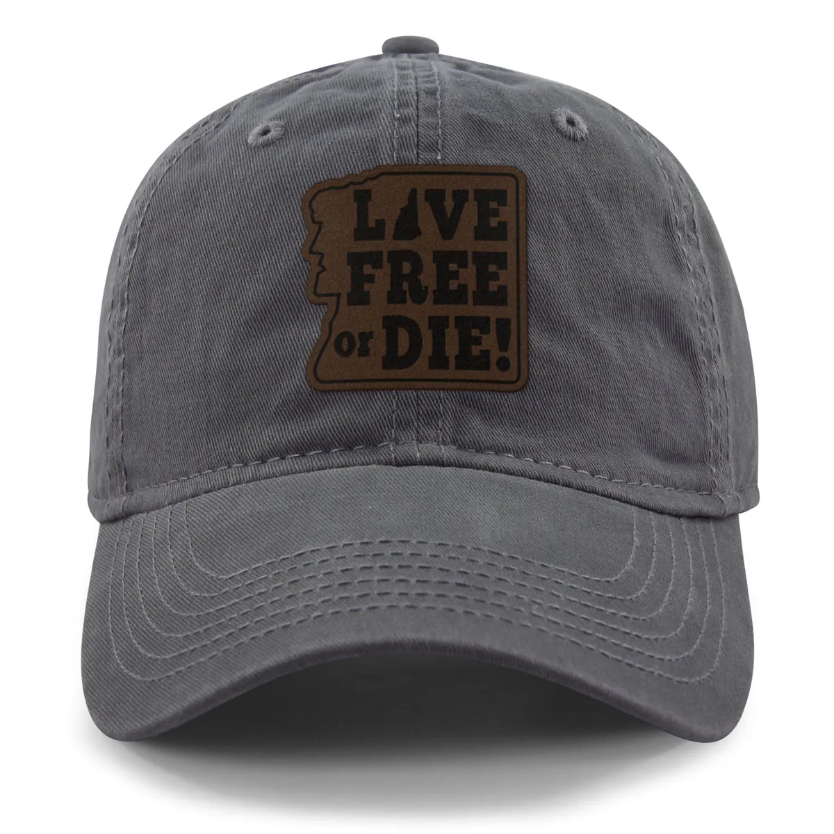 Live Free or Die Leather Patch Dad Hat