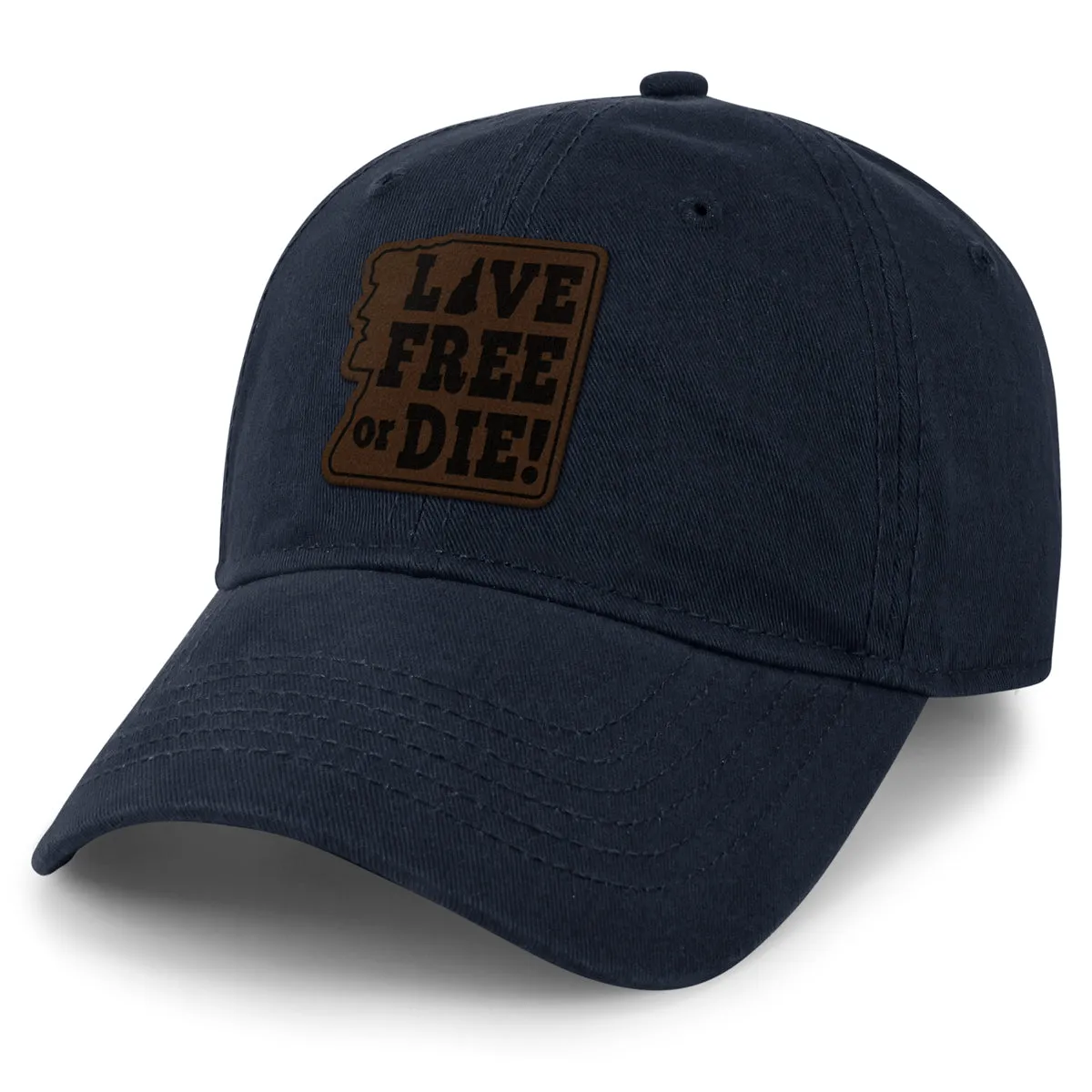 Live Free or Die Leather Patch Dad Hat