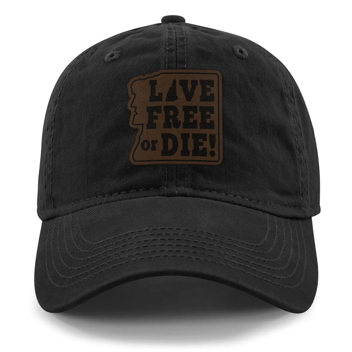 Live Free or Die Leather Patch Dad Hat