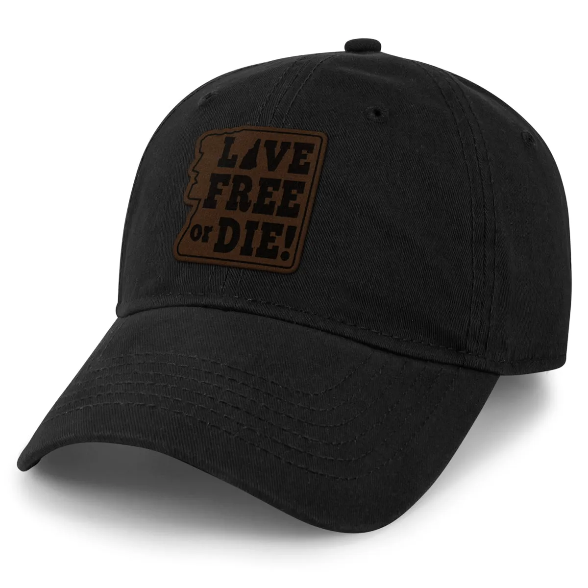 Live Free or Die Leather Patch Dad Hat