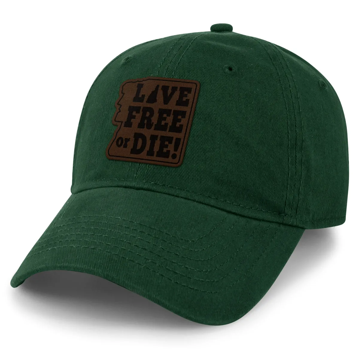 Live Free or Die Leather Patch Dad Hat