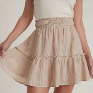 Marine Layer Smocked Mini Skirt Multi Stripe Small