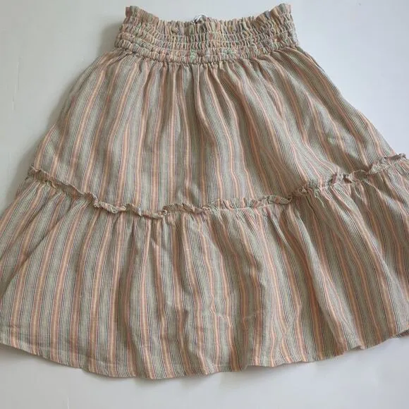 Marine Layer Smocked Mini Skirt Multi Stripe Small
