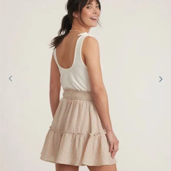 Marine Layer Smocked Mini Skirt Multi Stripe Small