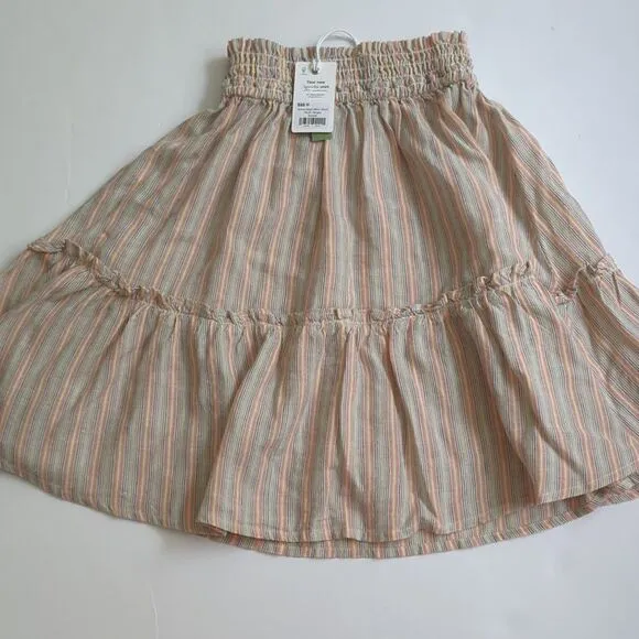 Marine Layer Smocked Mini Skirt Multi Stripe Small