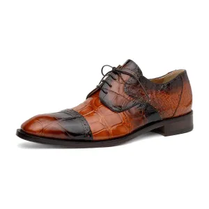 Mauri 1087/2 Flawless Alligator Cap Toe Derby Cognac / Dirty Gold