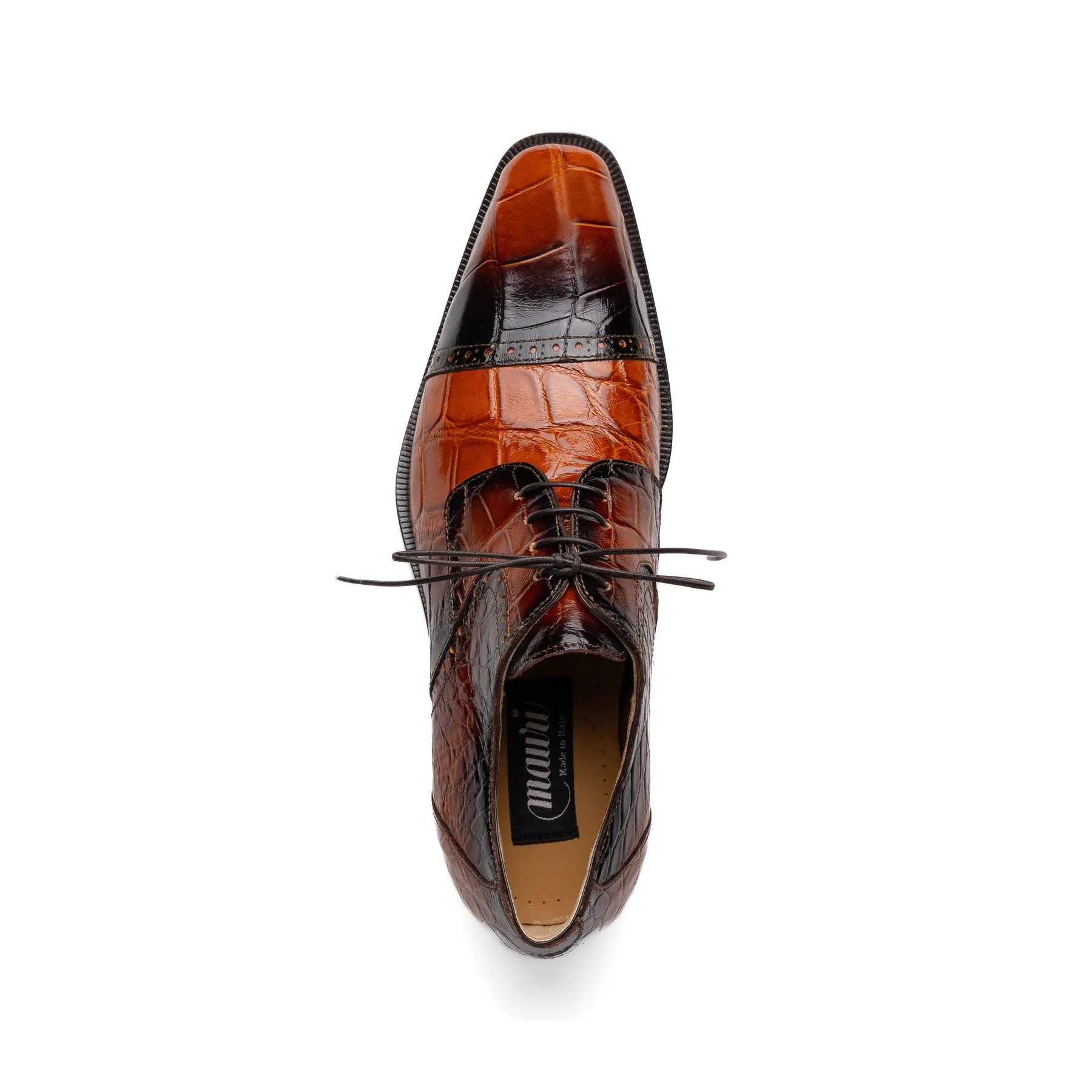 Mauri 1087/2 Flawless Alligator Cap Toe Derby Cognac / Dirty Gold