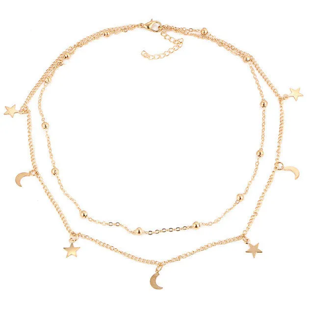 Multi Layer Leaf Chain Bohemian Necklace
