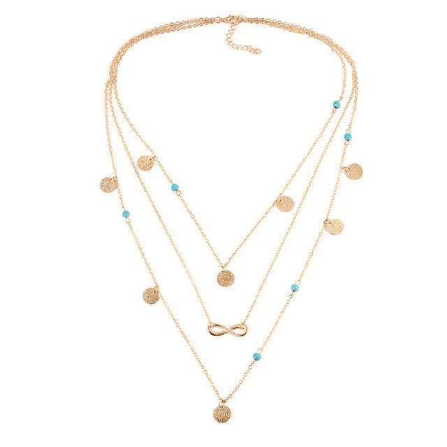Multi Layer Leaf Chain Bohemian Necklace