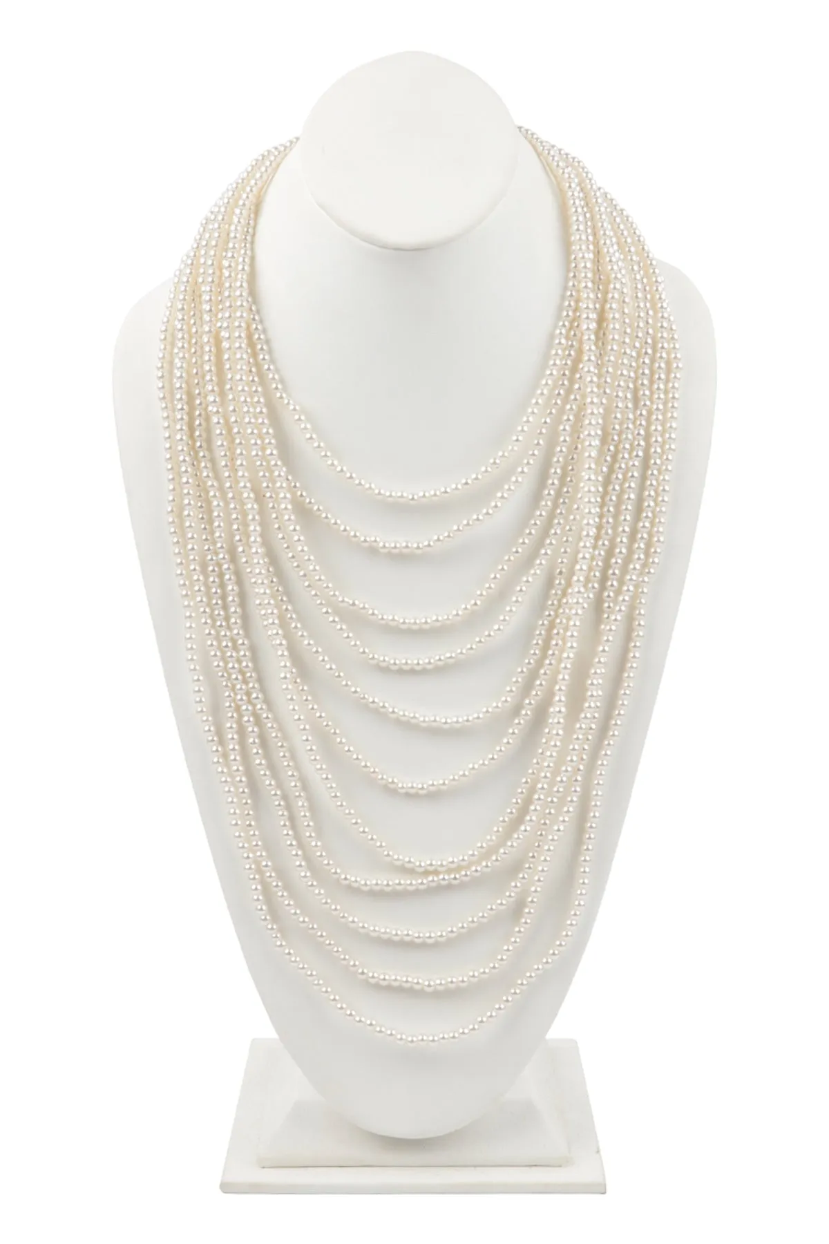 MULTI LAYER PEARL BEADS STATEMENT NECKLACE