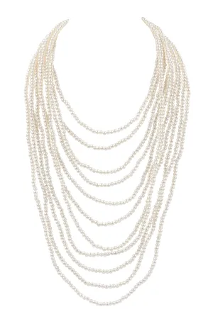 MULTI LAYER PEARL BEADS STATEMENT NECKLACE