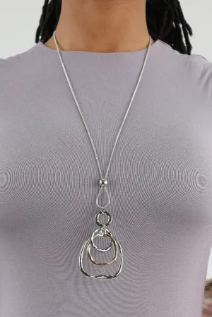 Multi-layer Two Tone Pendant Necklace - Silver
