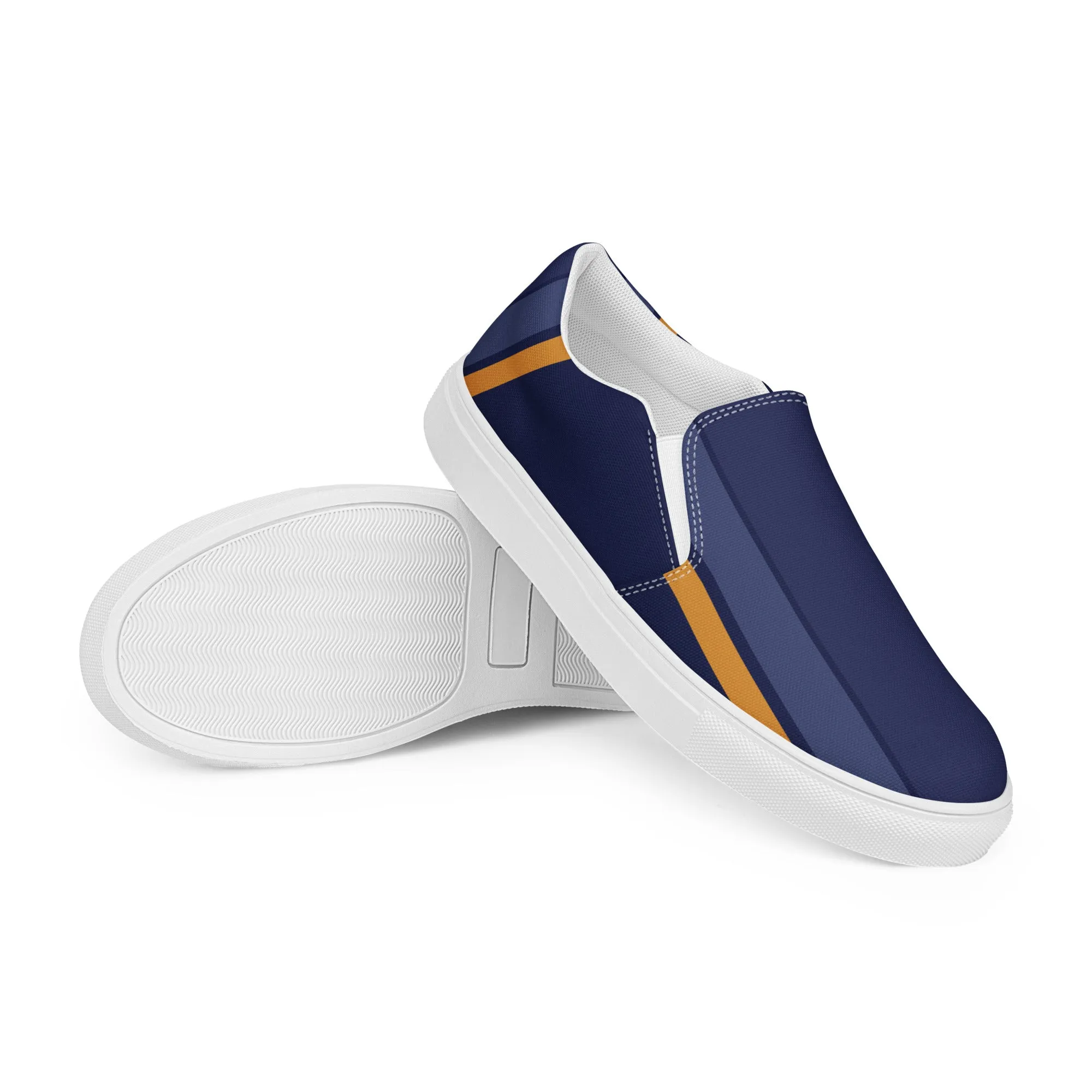 Navy Vertical - Sustainably Made Women's  Slip-On Canvas Shoes