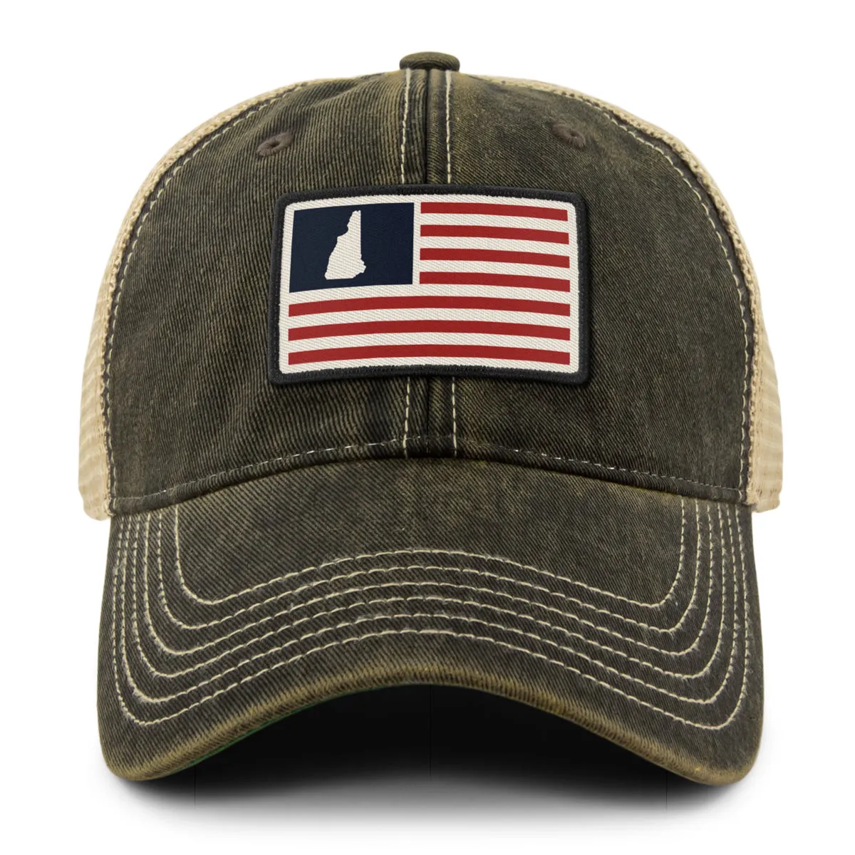 New Hampshire USA Flag Patch Dirty Water Trucker