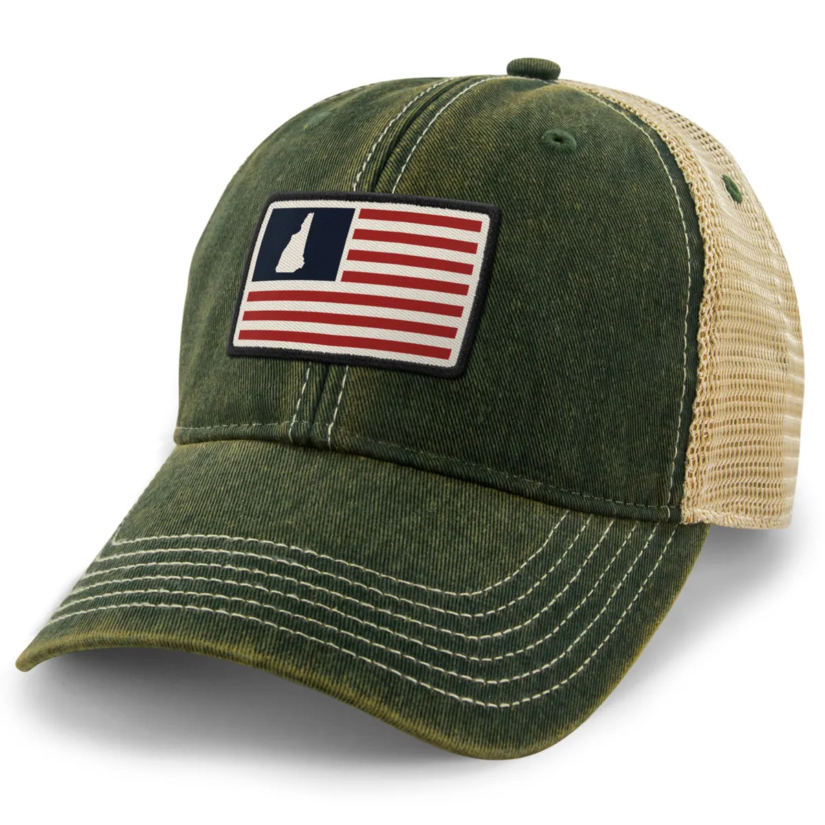 New Hampshire USA Flag Patch Dirty Water Trucker